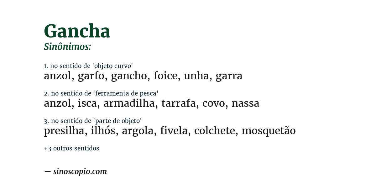 Sinônimo de gancha