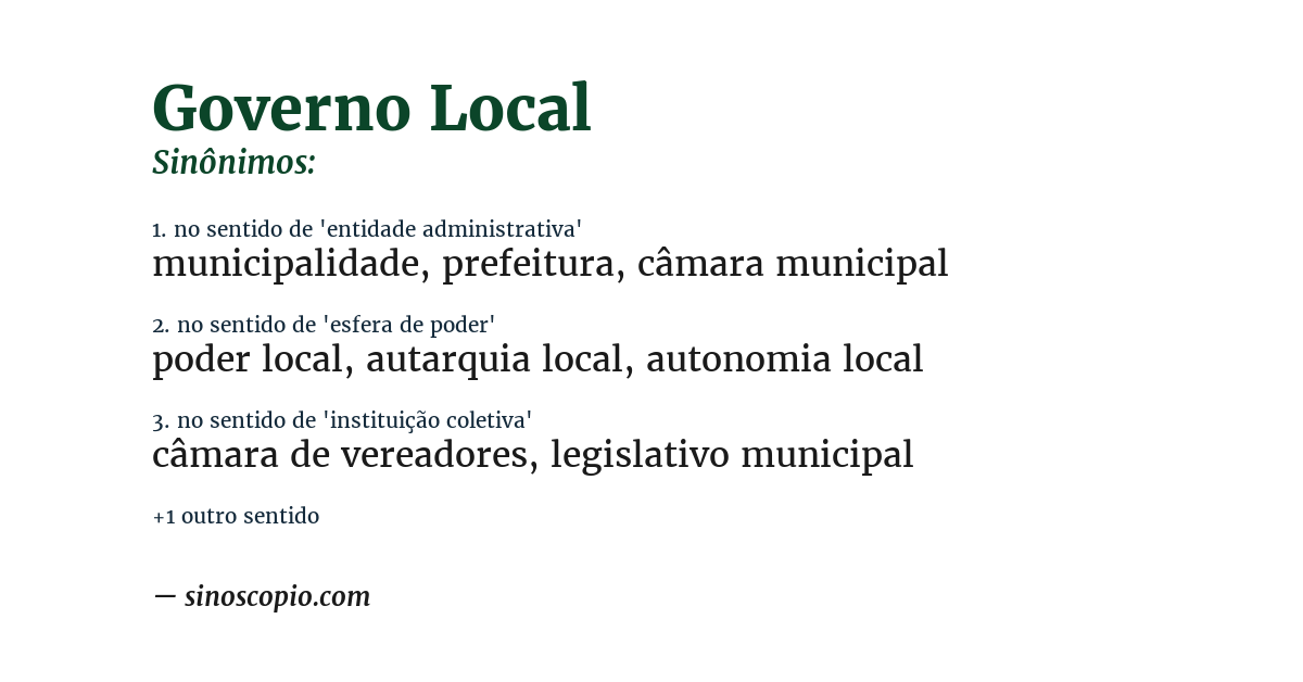 Sinônimo de governo local