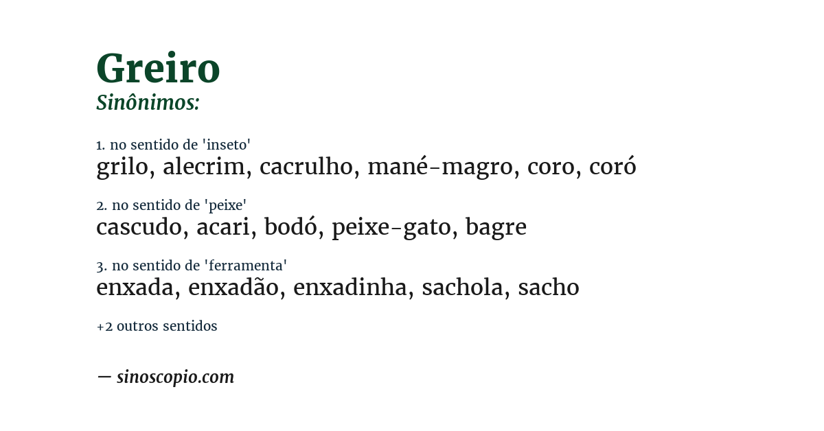 Sinônimo de greiro