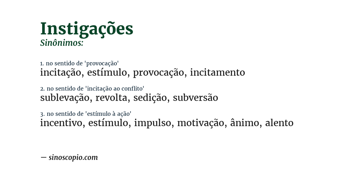 Sinônimo de instigações
