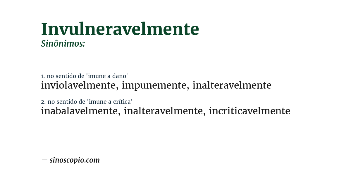 Sinônimo de invulneravelmente