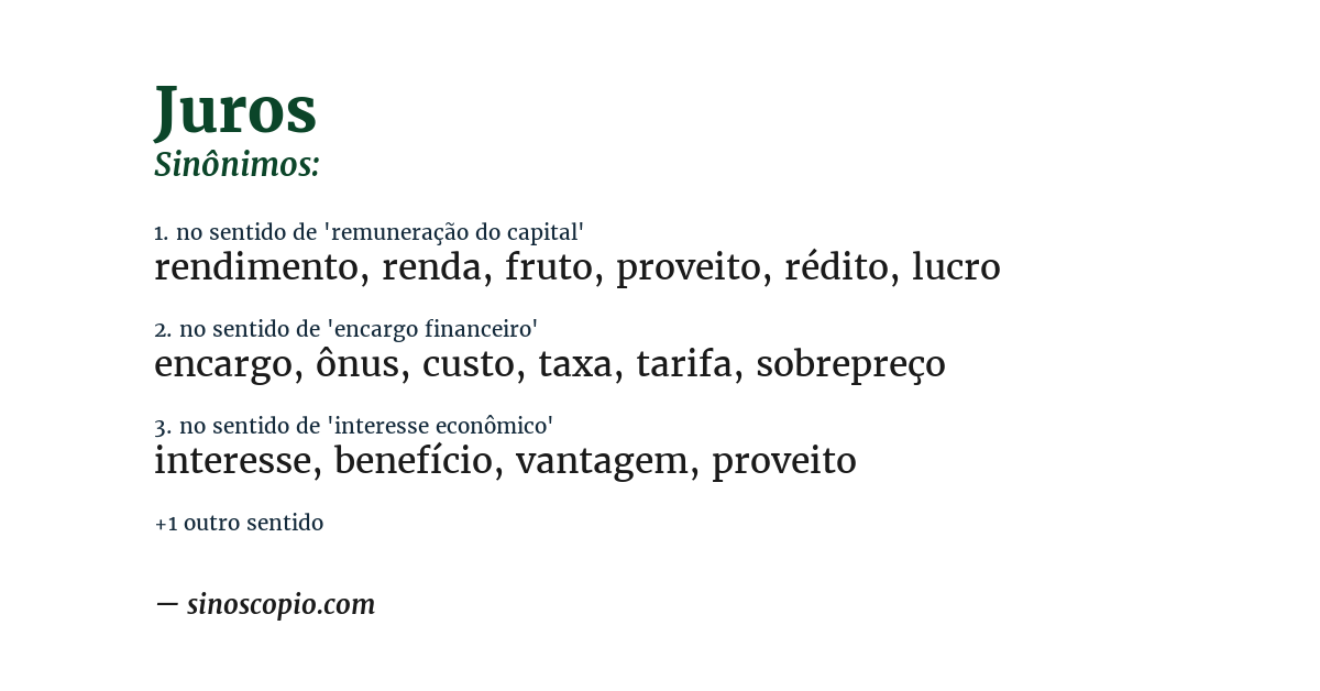 Sinônimo de juros