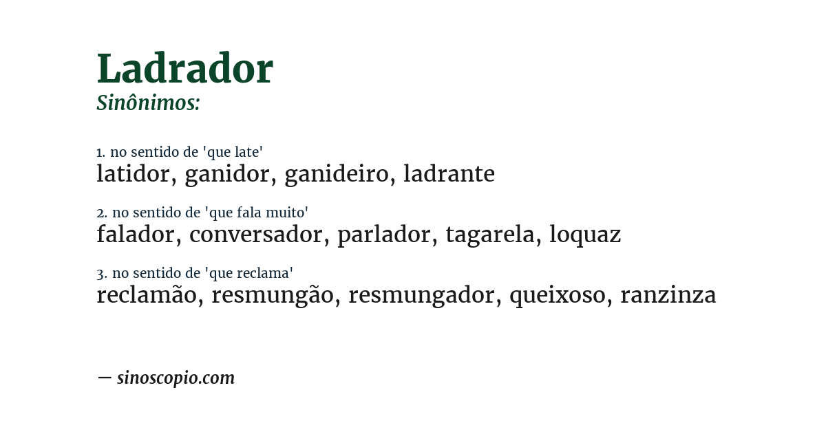 Sinônimo de ladrador