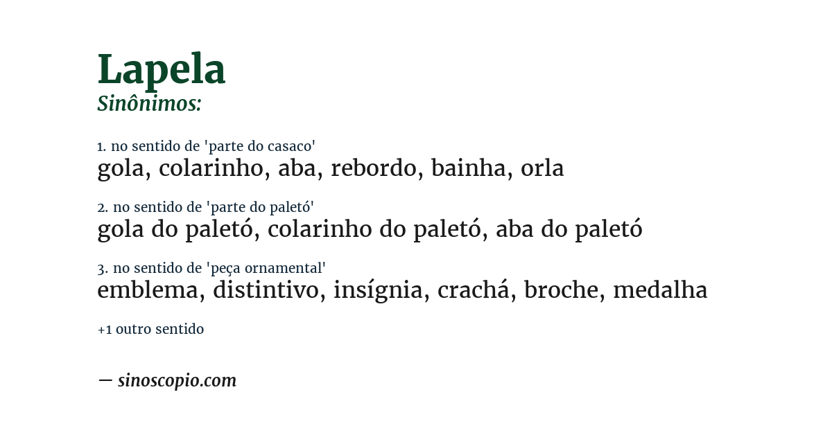 Sinônimo de lapela
