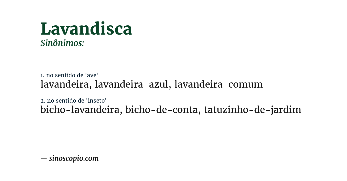 Sinônimo de lavandisca