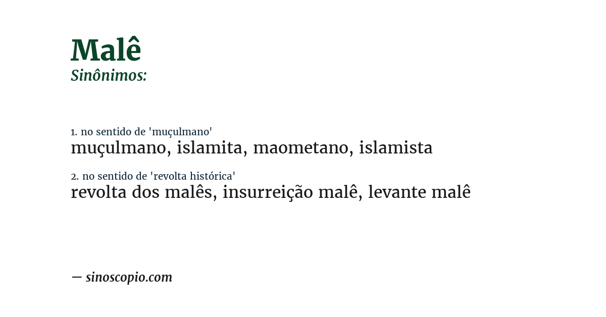 Sinônimo de malê