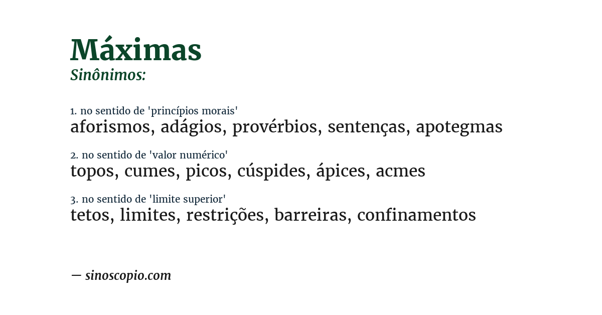 Sinônimo de máximas