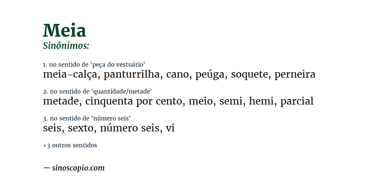 Sinônimo de meia