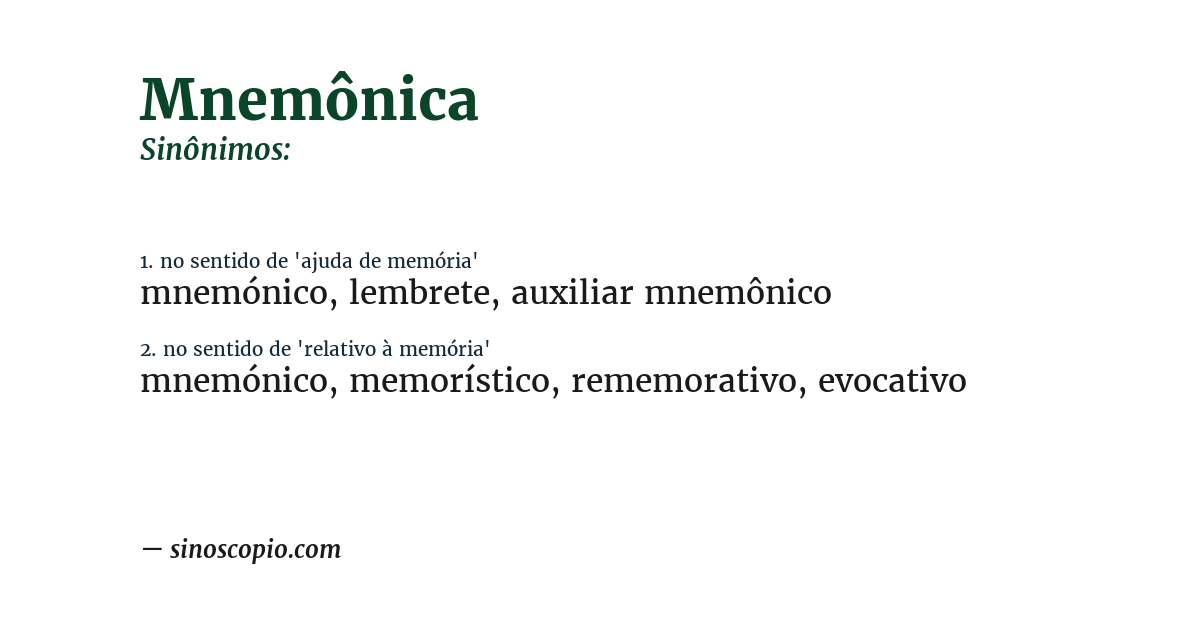 Sinônimo de mnemônica