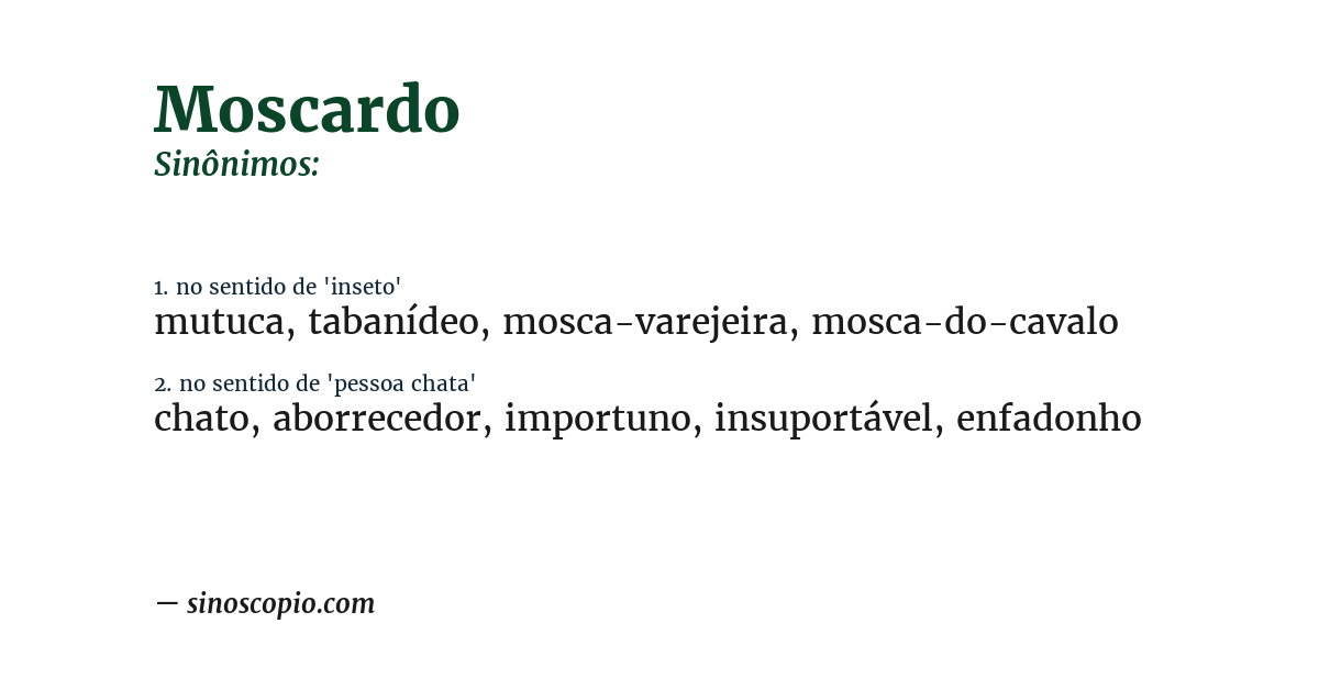 Sinônimo de moscardo