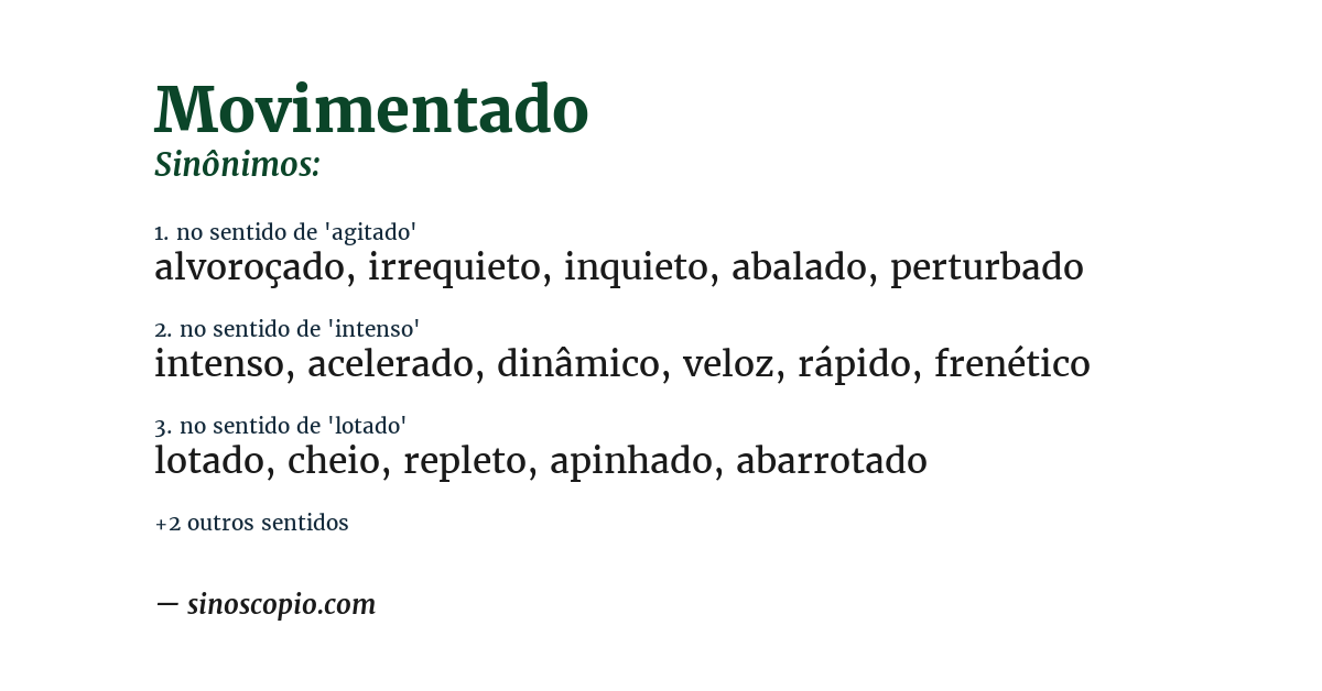 Sinônimo de movimentado