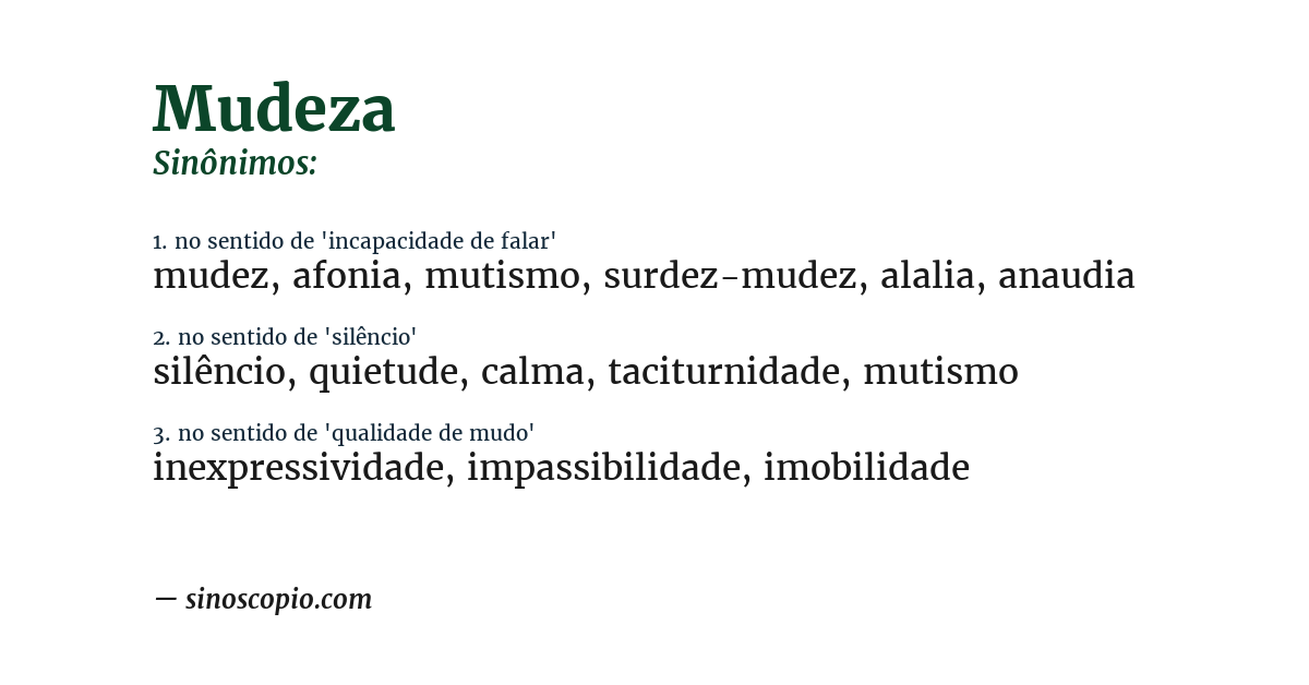 Sinônimo de mudeza
