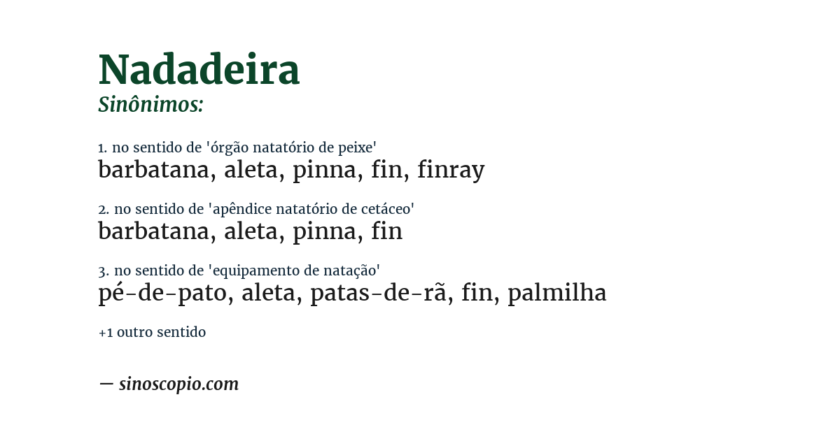 Sinônimo de nadadeira