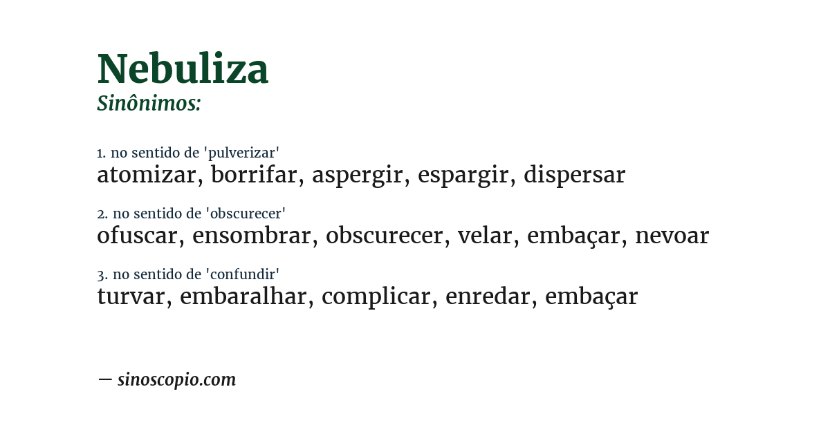 Sinônimo de nebuliza