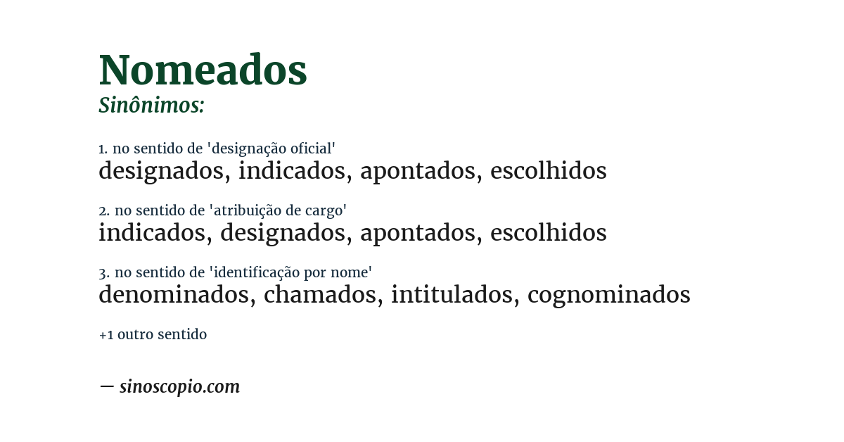 Sinônimo de nomeados