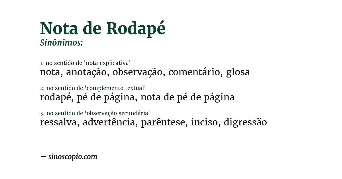 Sinônimo de nota de rodapé
