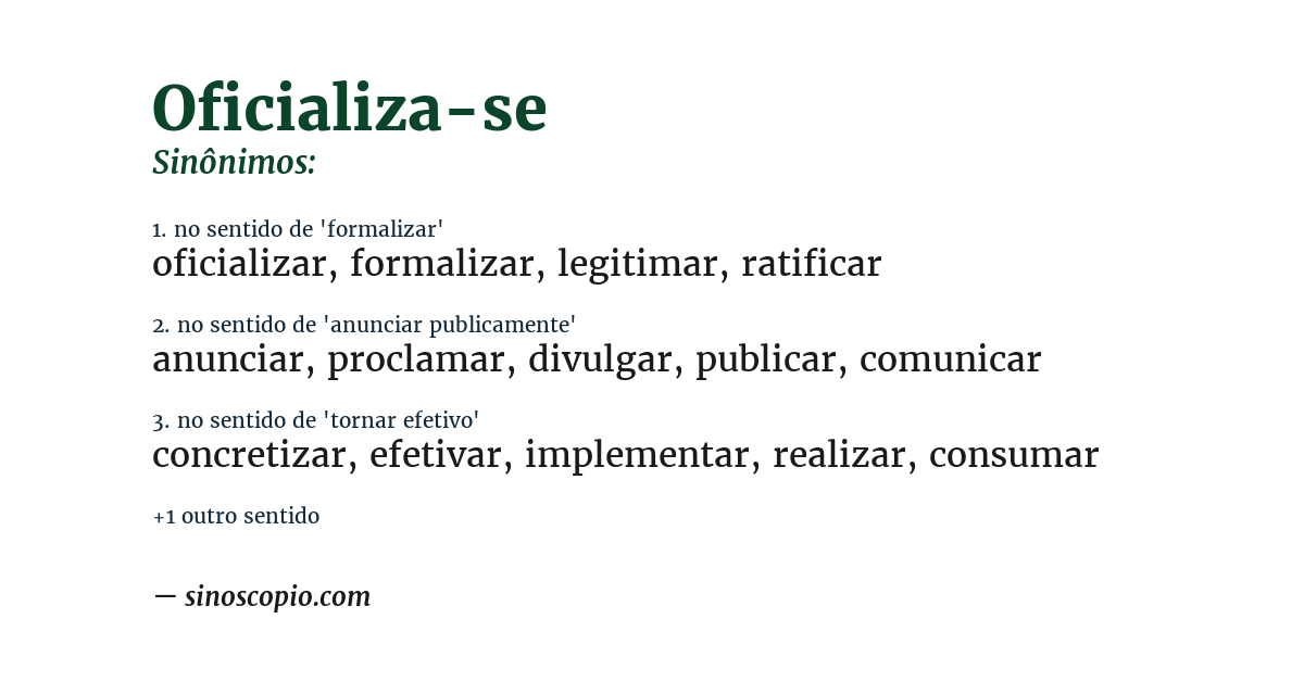 Sinônimo de oficializa-se