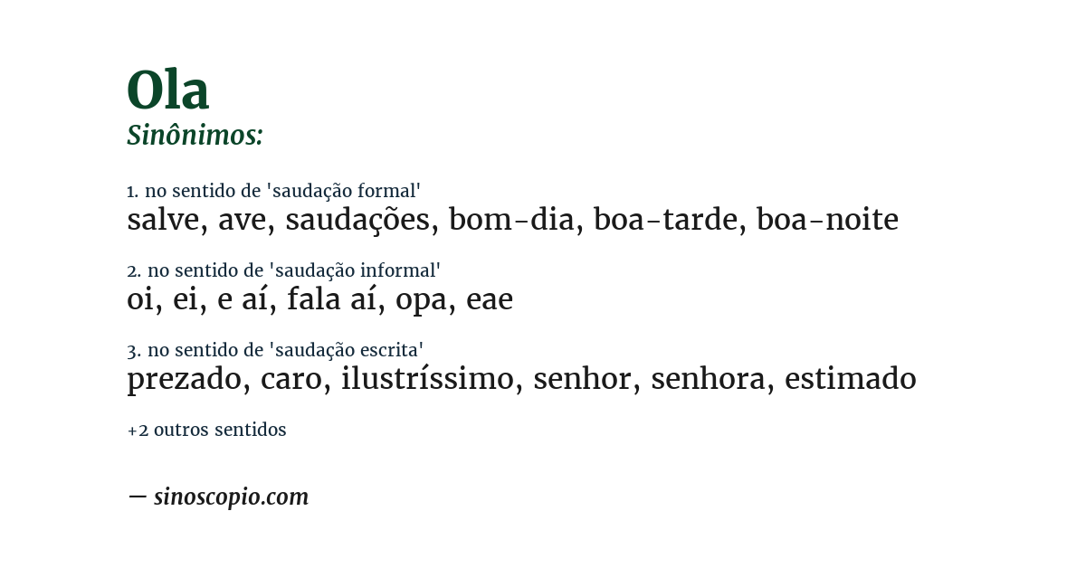 Sinônimo de ola
