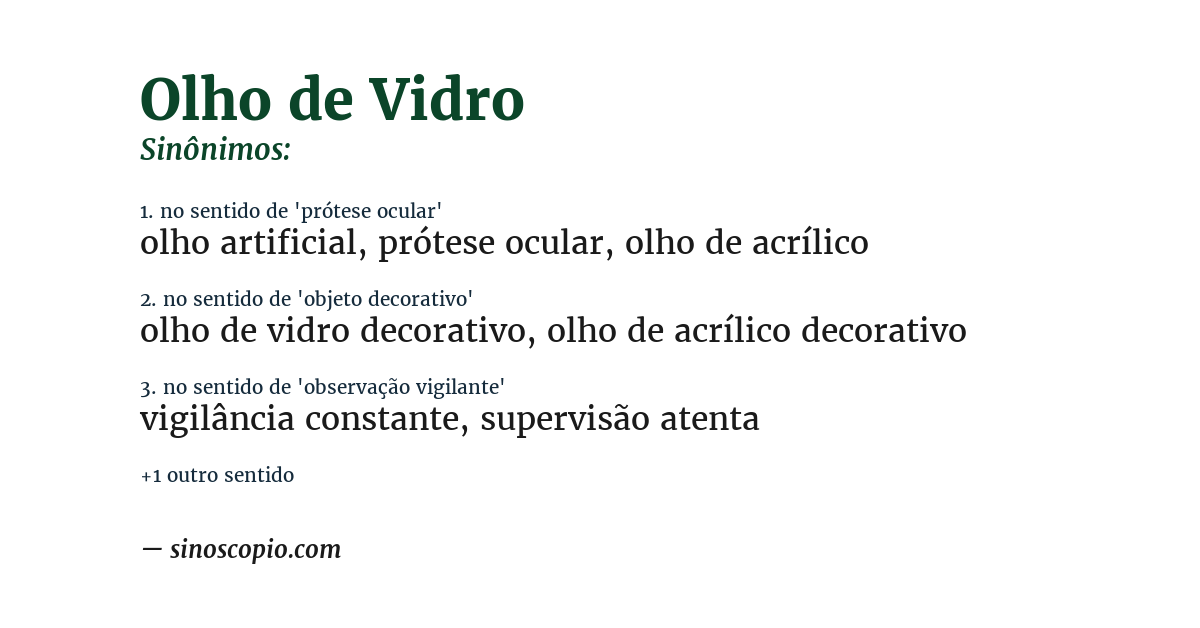 Sinônimo de olho de vidro