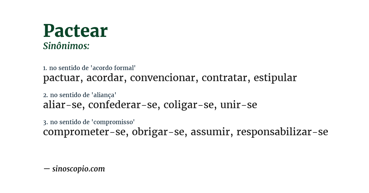 Sinônimo de pactear