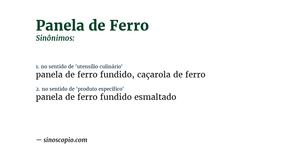 Sinônimo de panela de ferro