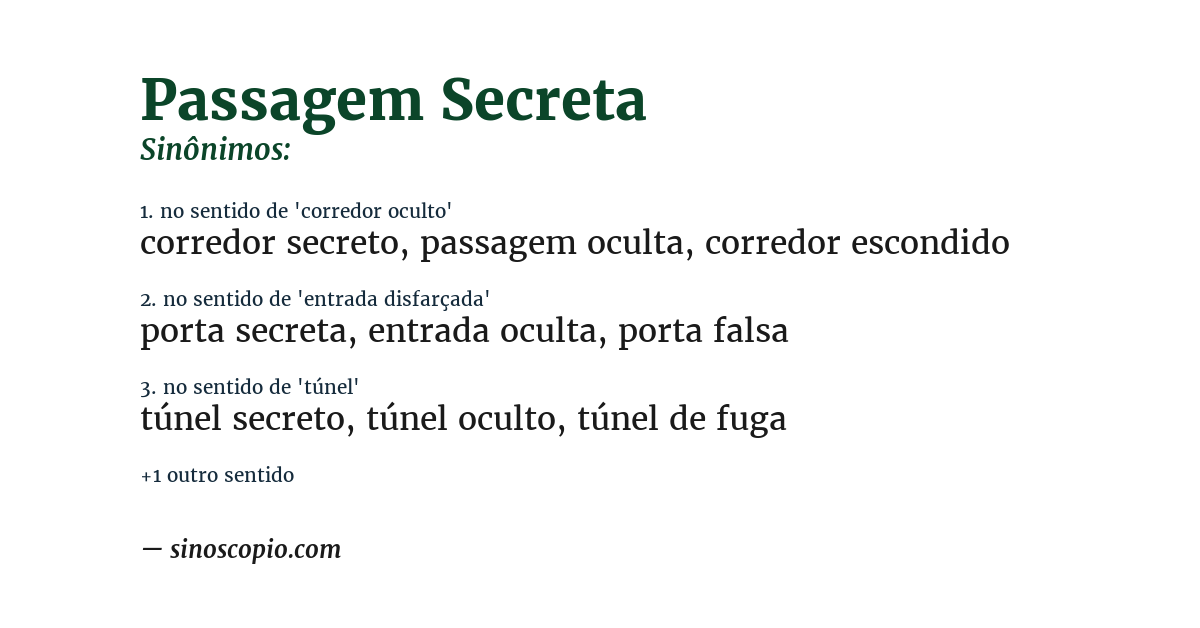 Sinônimo de passagem secreta