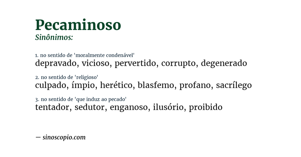 Sinônimo de pecaminoso