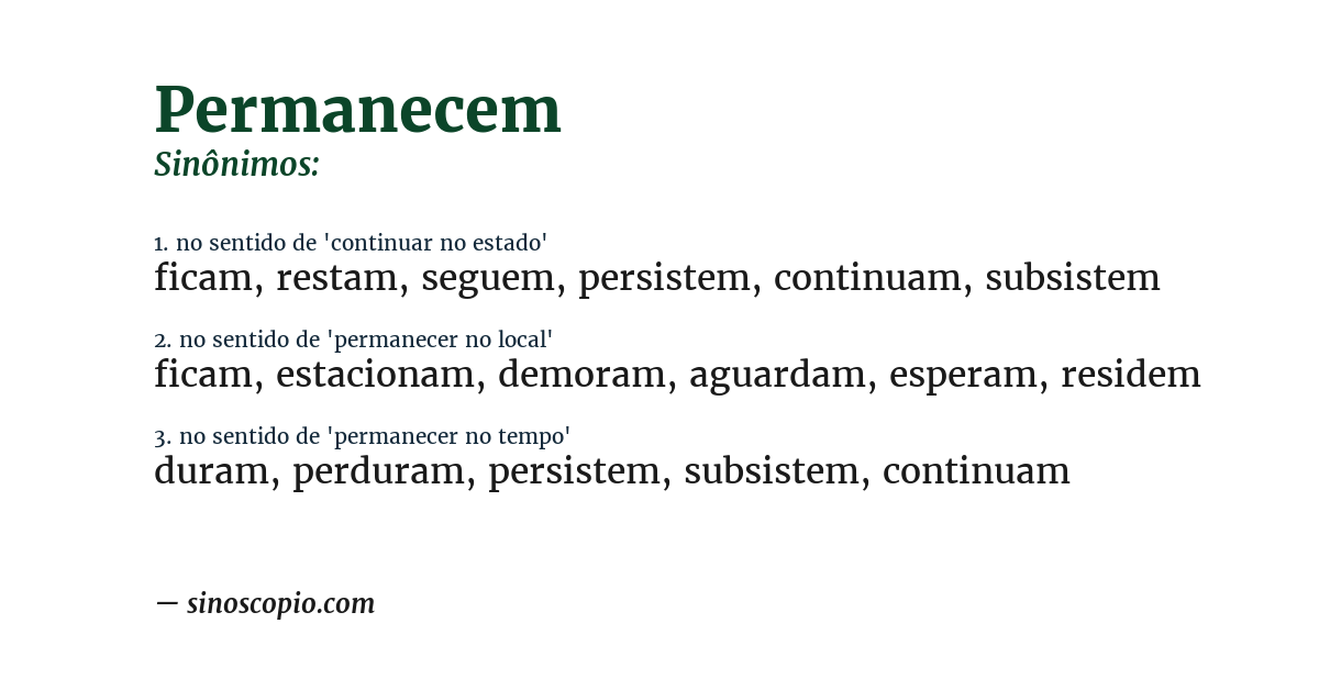 Sinônimo de permanecem