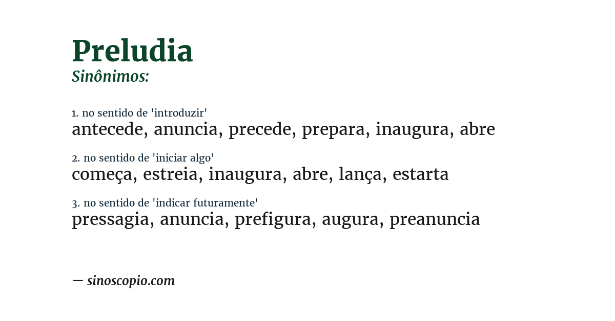 Sinônimo de preludia