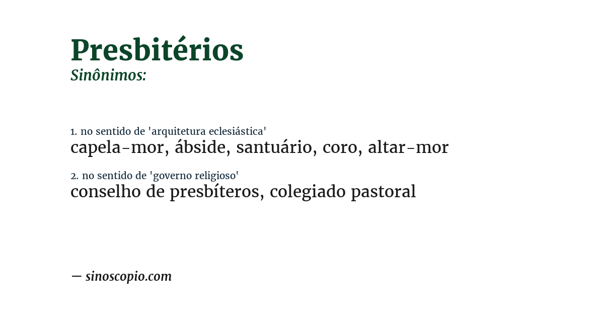 Sinônimo de presbitérios