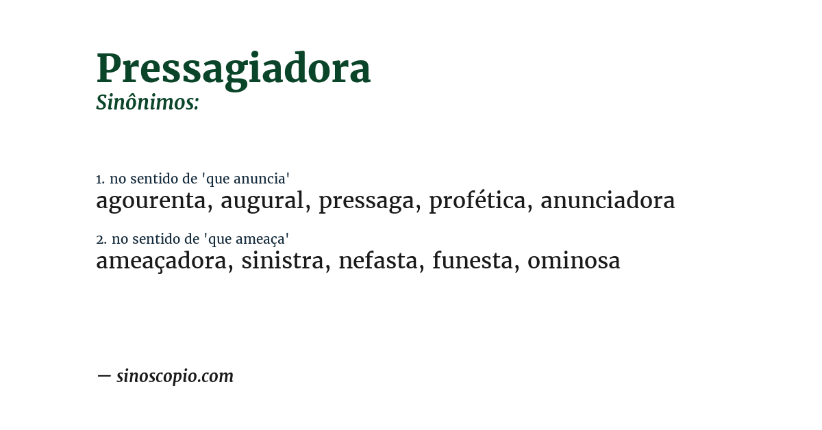 Sinônimo de pressagiadora