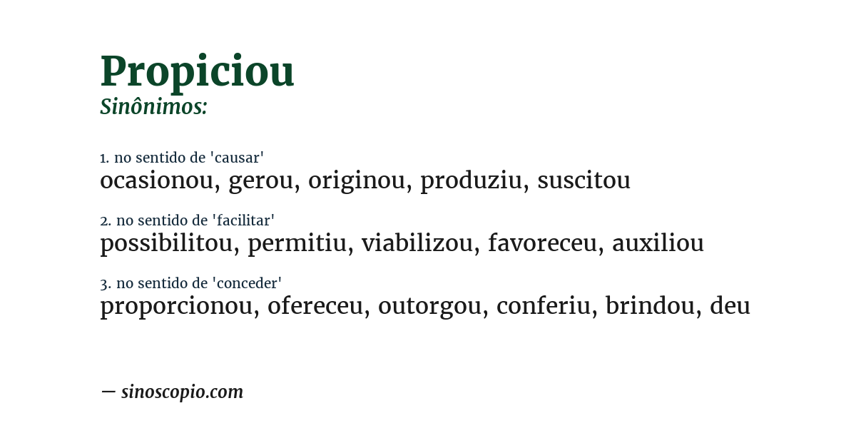 Sinônimo de propiciou