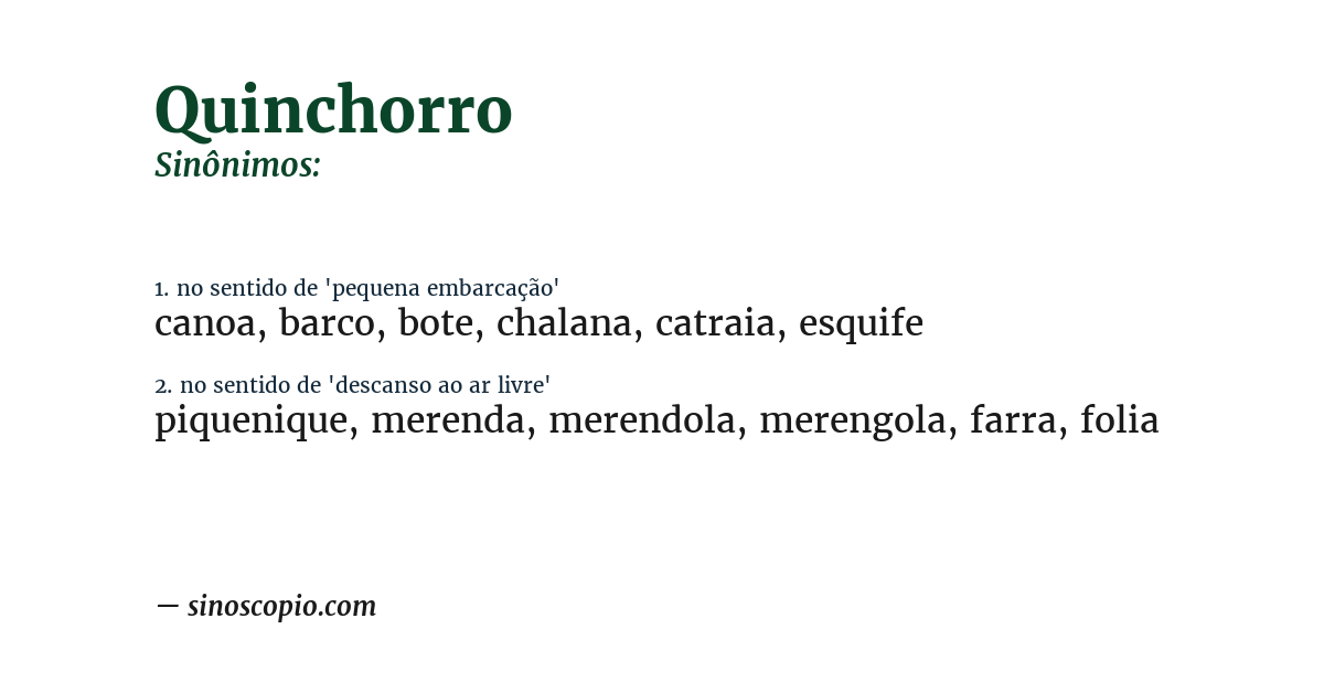Sinônimo de quinchorro