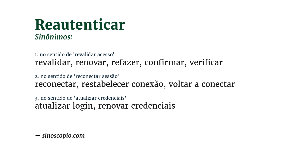 Sinônimo de reautenticar
