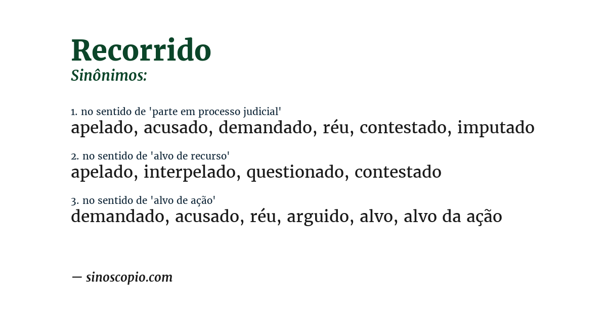 Sinônimo de recorrido