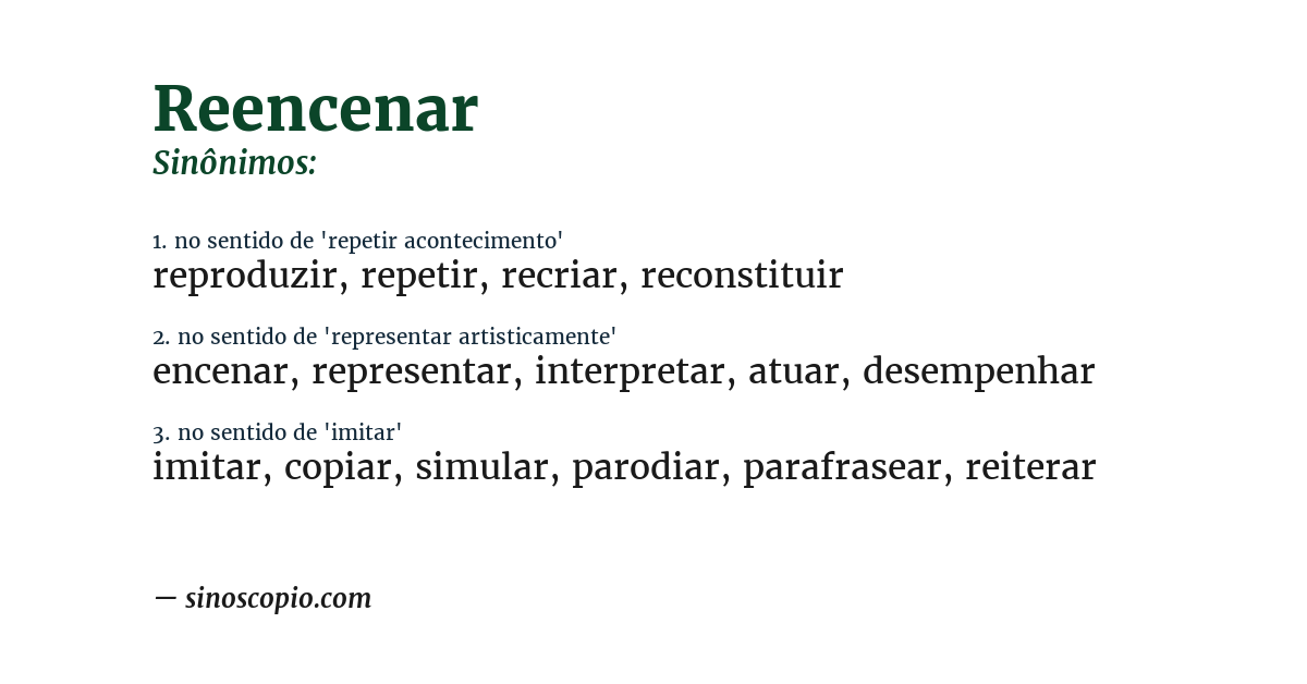 Sinônimo de reencenar