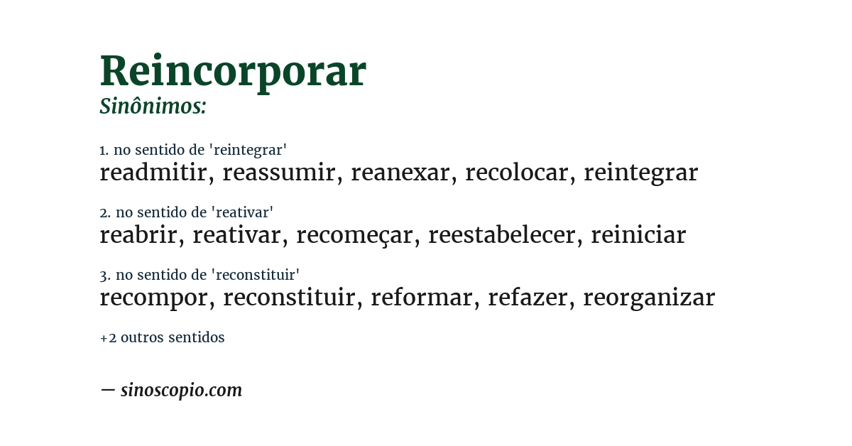 Sinônimo de reincorporar