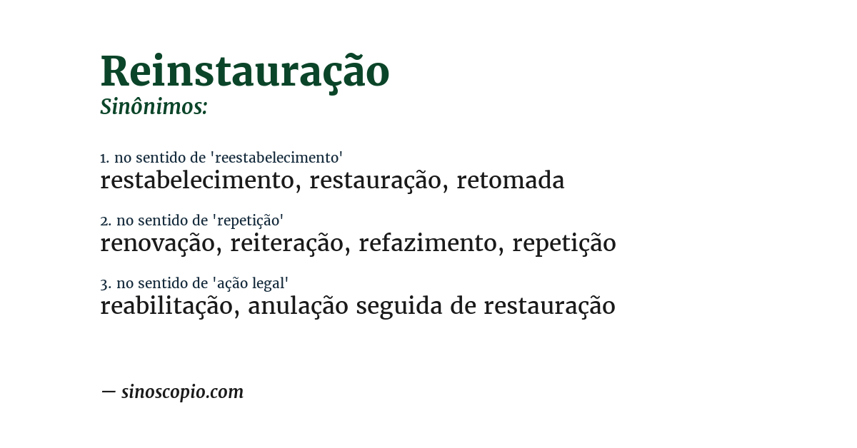 Sinônimo de reinstauração