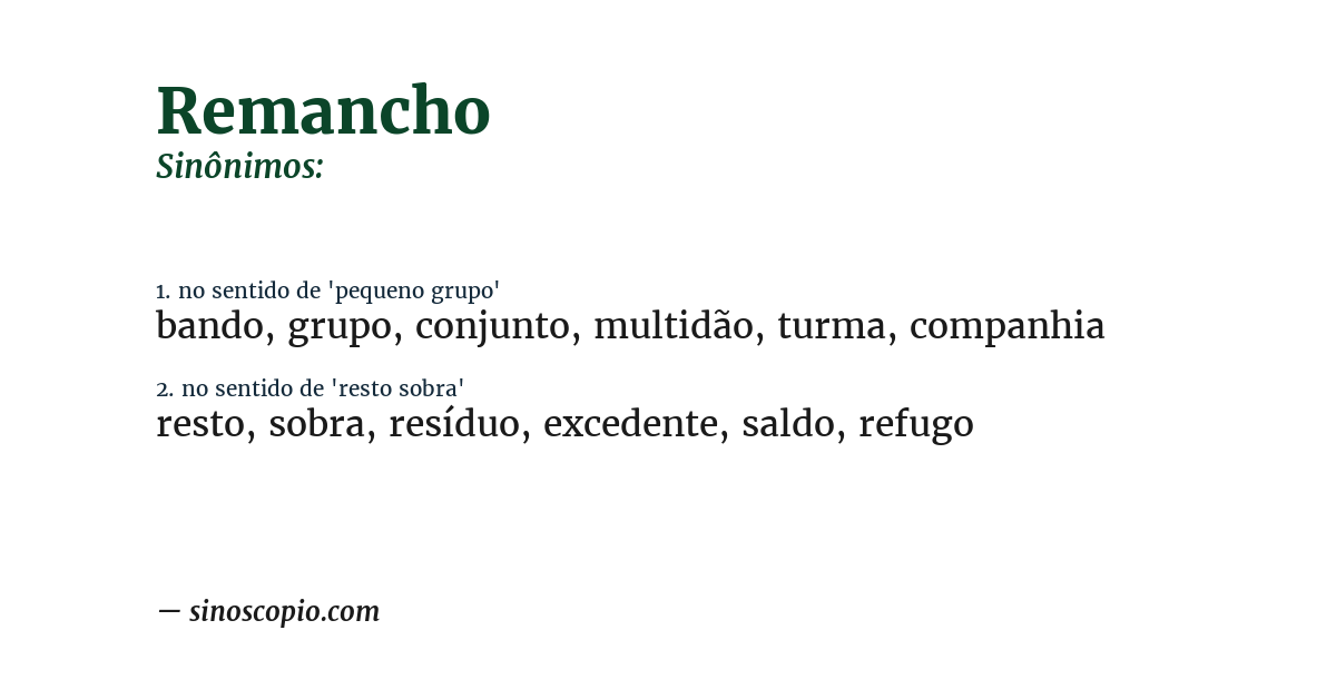 Sinônimo de remancho