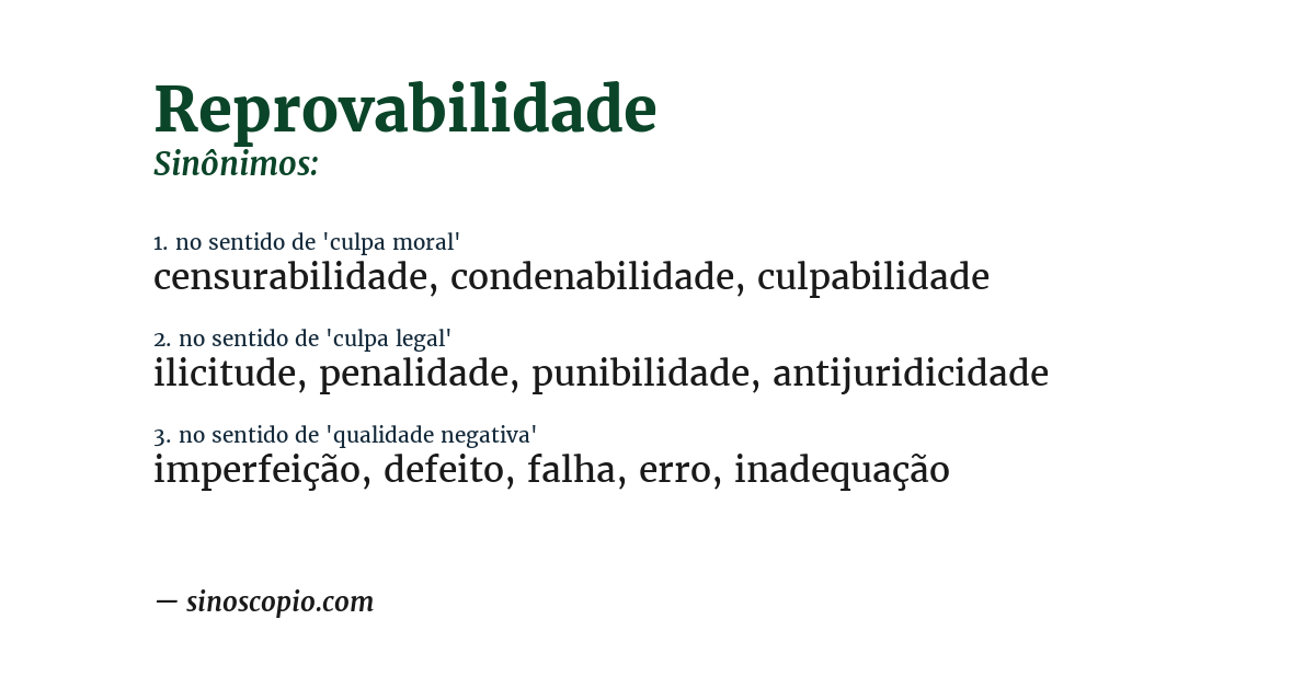 Sinônimo de reprovabilidade