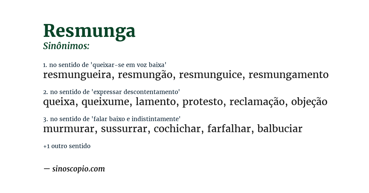 Sinônimo de resmunga