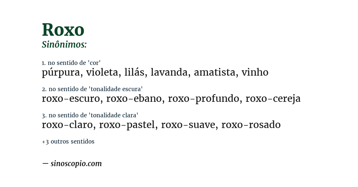 Sinônimo de roxo