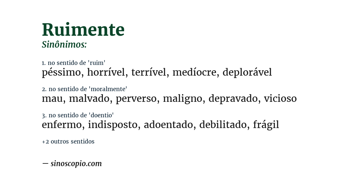 Sinônimo de ruimente