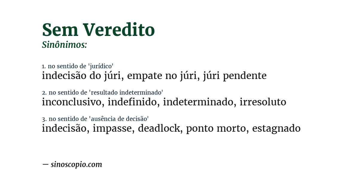 Sinônimo de sem veredito