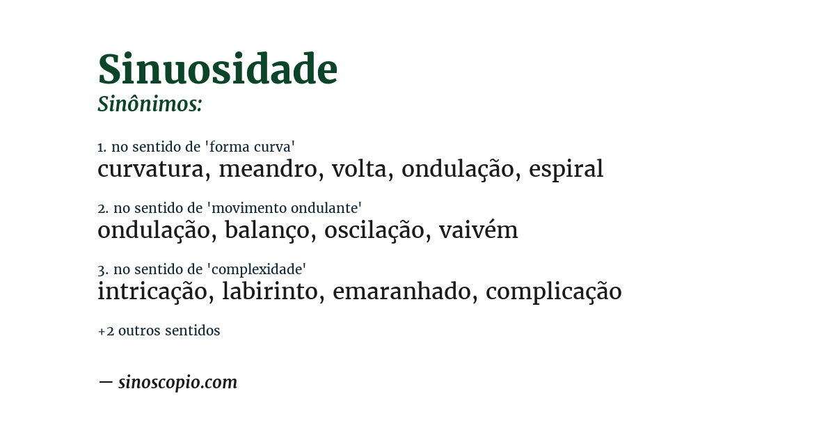 Sinônimo de sinuosidade