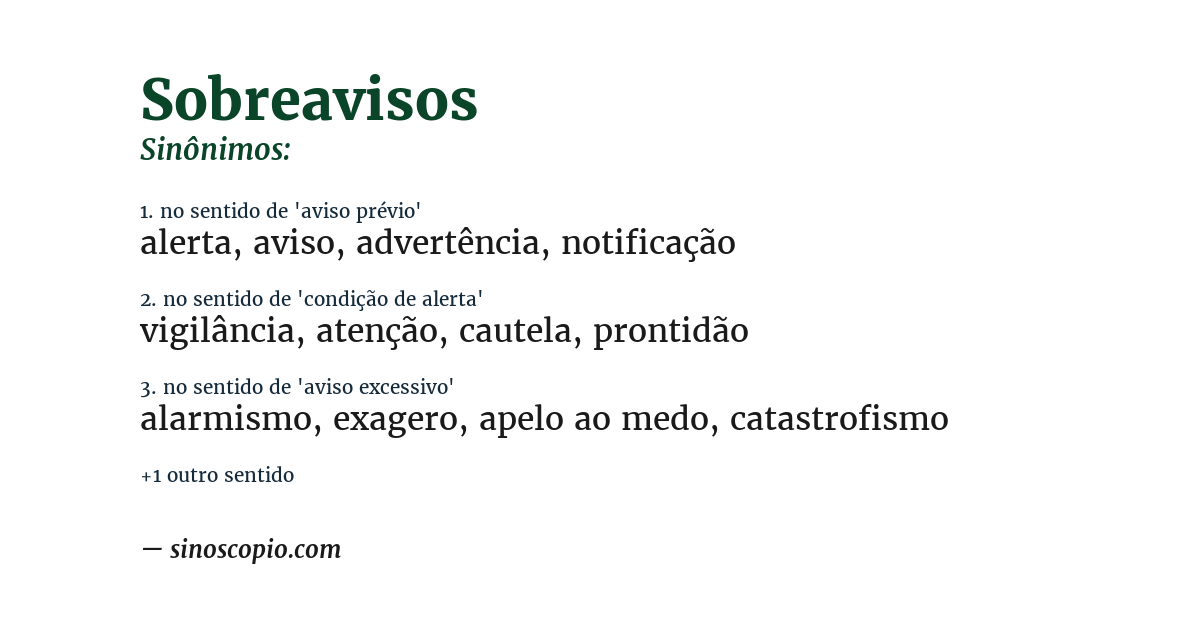Sinônimo de sobreavisos