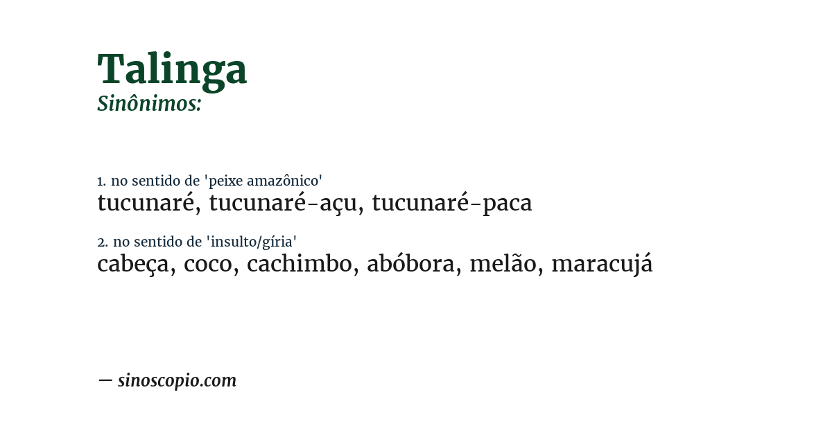 Sinônimo de talinga