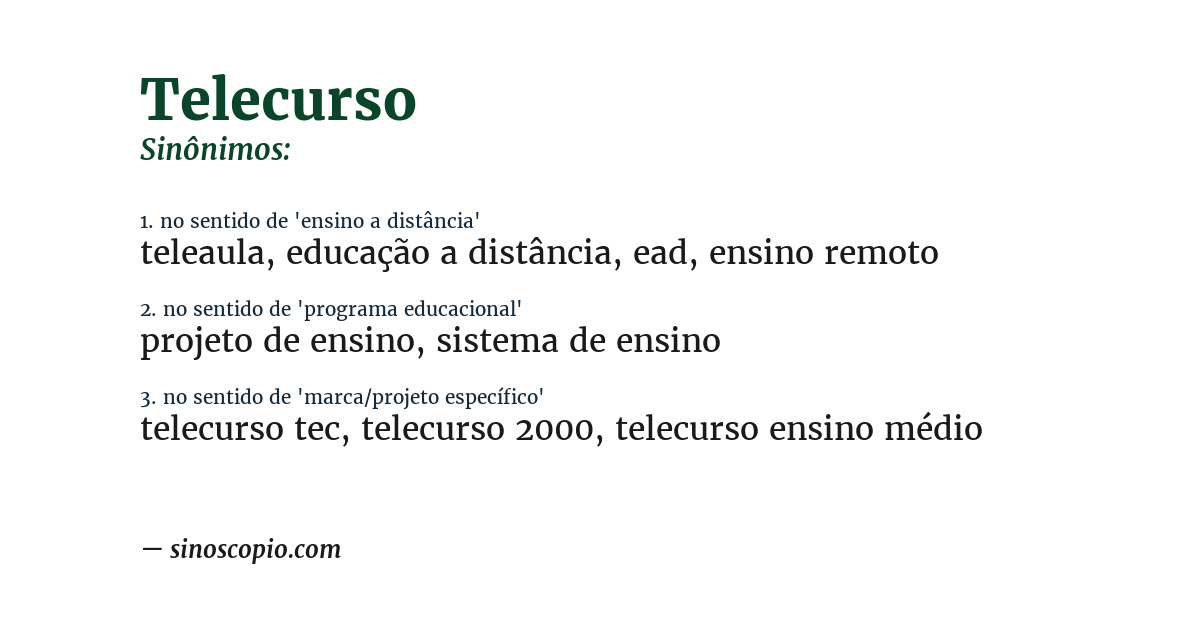 Sinônimo de telecurso