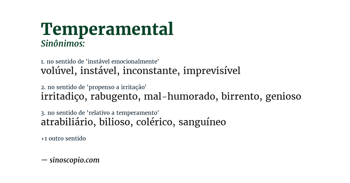 Sinônimo de temperamental