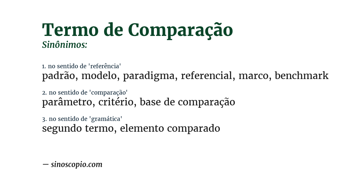 Sinônimo de termo de comparação